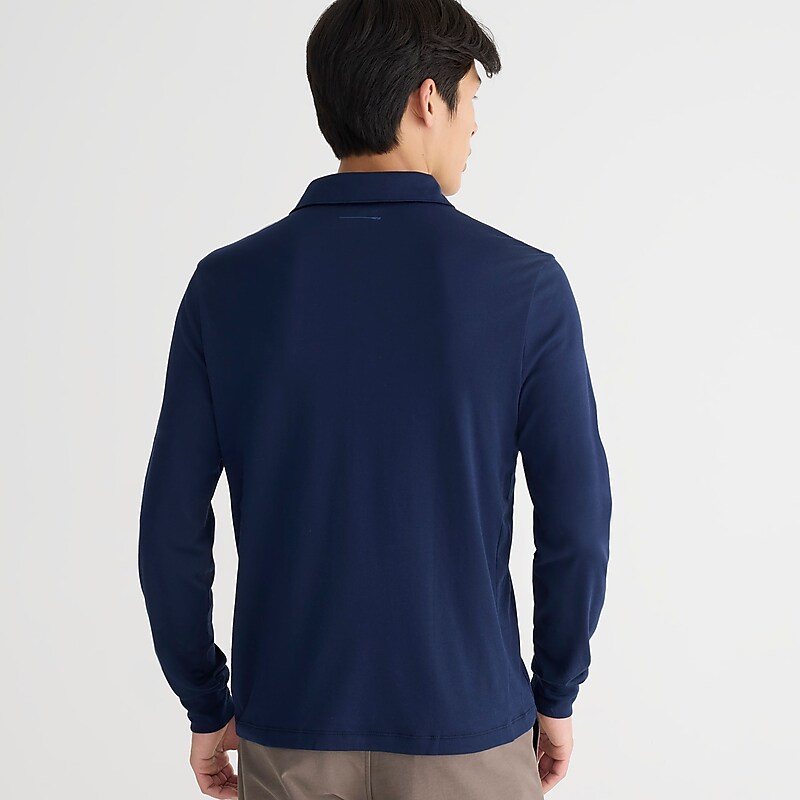 J.Crew Long-sleeve performance polo shirt with COOLMAX® technology Navy Online | 04REWKZBL