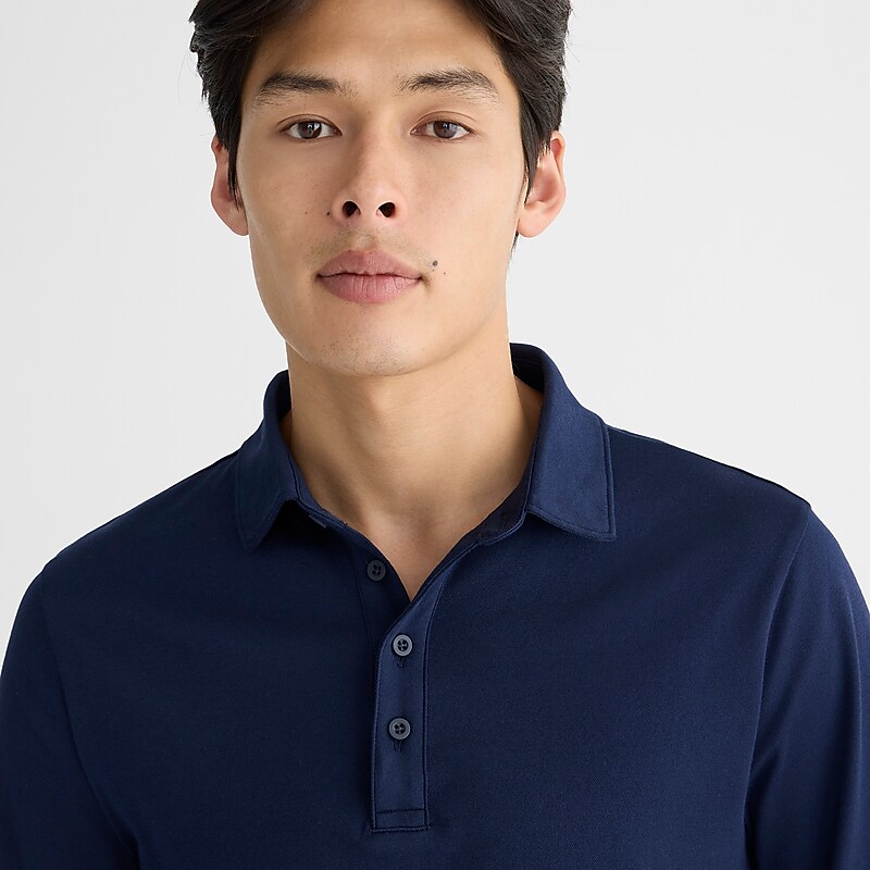 J.Crew Long-sleeve performance polo shirt with COOLMAX® technology Navy Online | 04REWKZBL