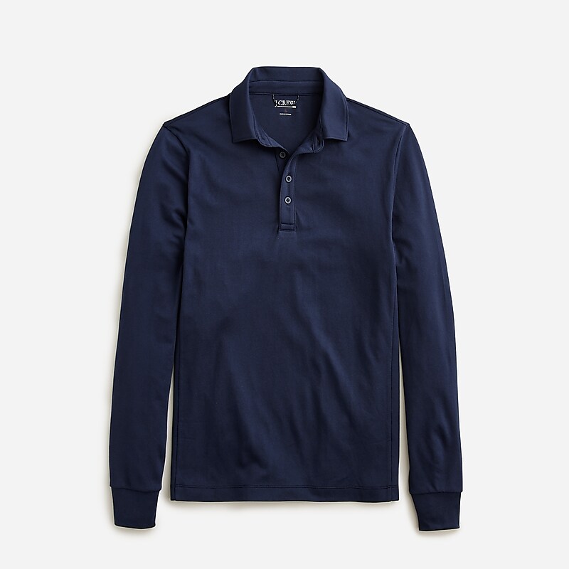 J.Crew Long-sleeve performance polo shirt with COOLMAX® technology Navy Online | 04REWKZBL