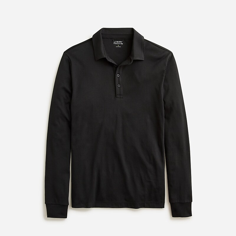 J.Crew Long-sleeve performance polo shirt with COOLMAX® technology Black Online | 86SFMYKEO