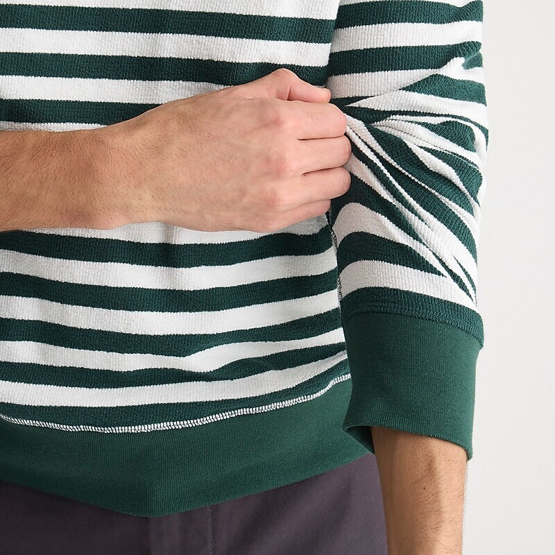 J.Crew Long-sleeve textured sweater-tee Green Ivory Prep Stripe Online | 80WLIJVUN