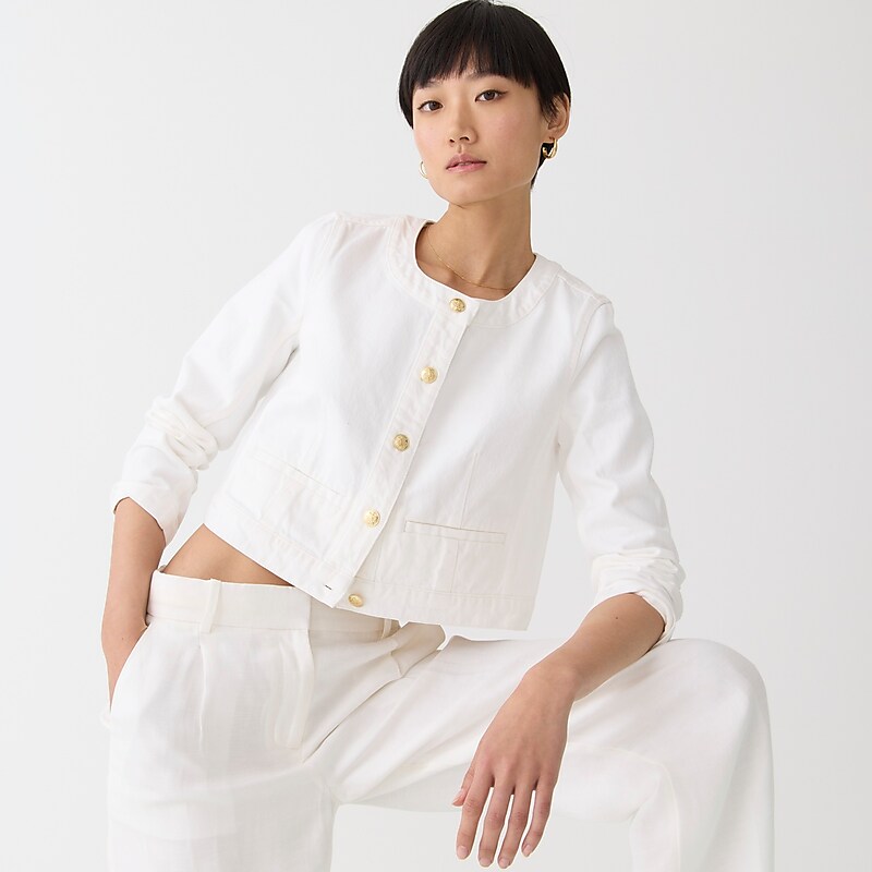 J.Crew Louisa lady jacket in white denim White Outlet | 97BAZYXLF