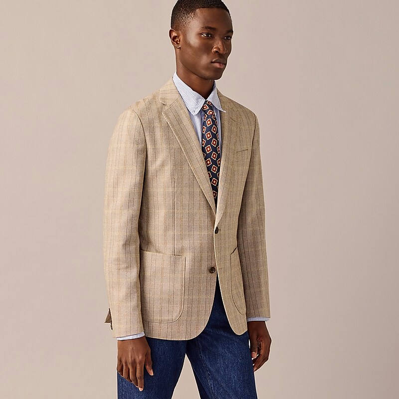 J.Crew Ludlow Slim-fit blazer in English cotton-wool blend Beige Multi Herringbon Factory Outlet | 59LZJNAMU