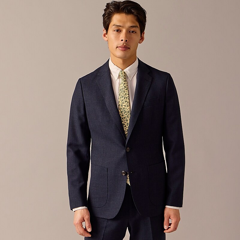 J.Crew Ludlow Slim-fit suit jacket in English wool Navy Mini Check Factory Promo | 61ODGFMAT