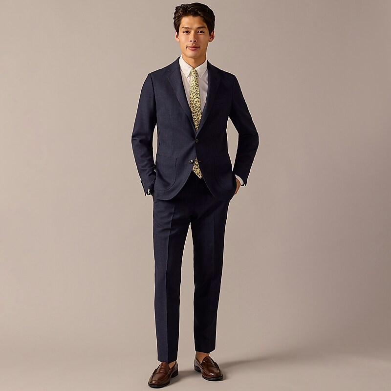 J.Crew Ludlow Slim-fit suit jacket in English wool Navy Mini Check Factory Promo | 61ODGFMAT