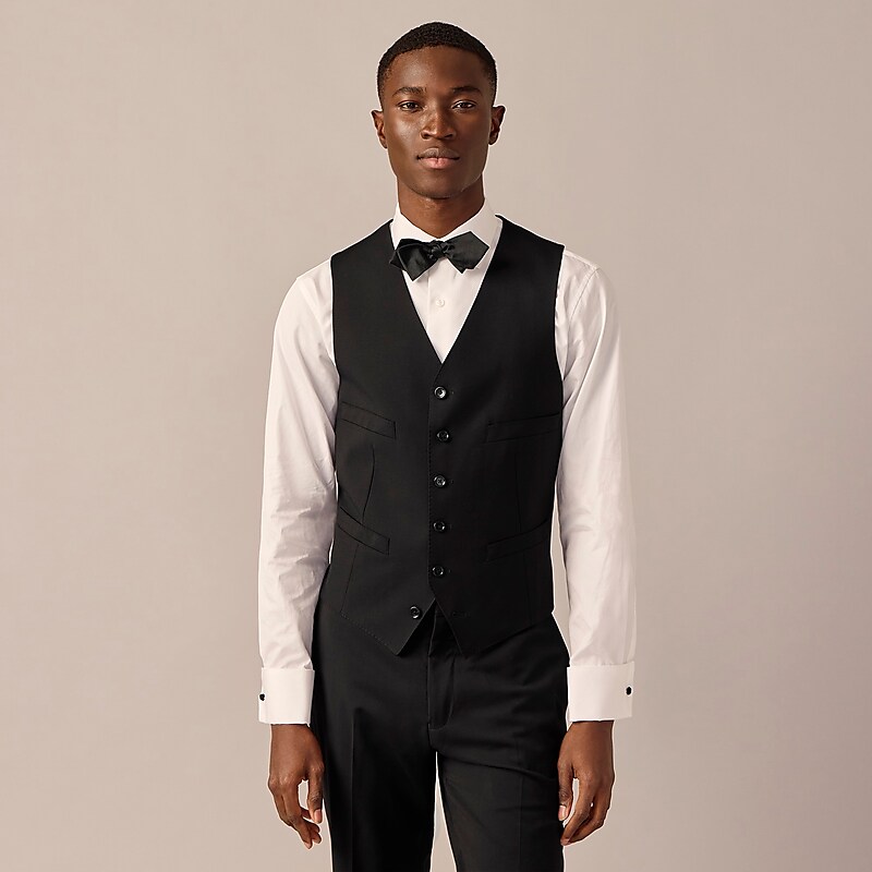 J.Crew Ludlow Slim-fit tuxedo vest in Italian wool Black Clearance | 45YHOEGPF