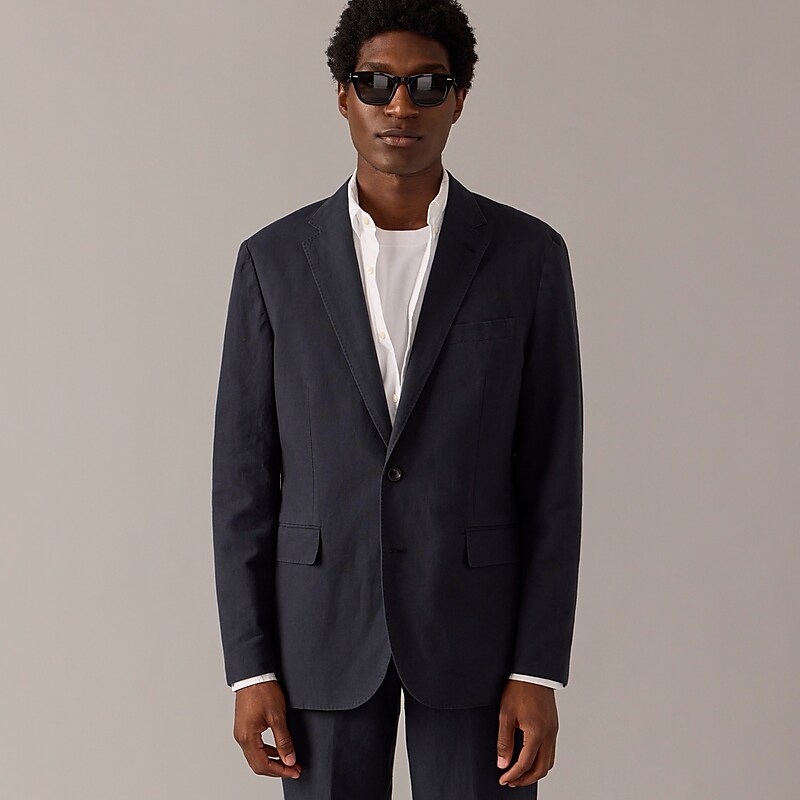 J.Crew Ludlow Slim-fit unstructured suit jacket in Irish cotton-linen blend Ink Factory Promo | 62KQGWMUT