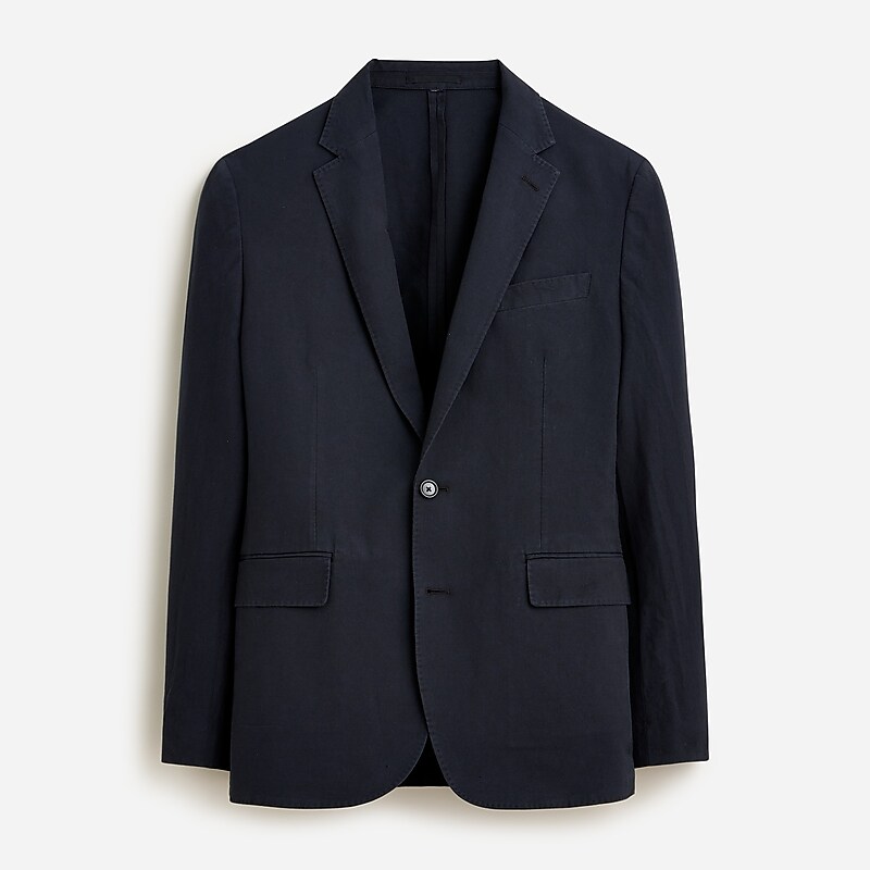 J.Crew Ludlow Slim-fit unstructured suit jacket in Irish cotton-linen blend Ink Factory Promo | 62KQGWMUT