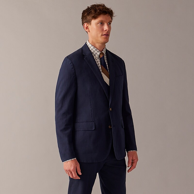 J.Crew Ludlow Slim-fit unstructured suit jacket in Irish cotton-linen blend Dark Navy Sale | 21SDGZIHL