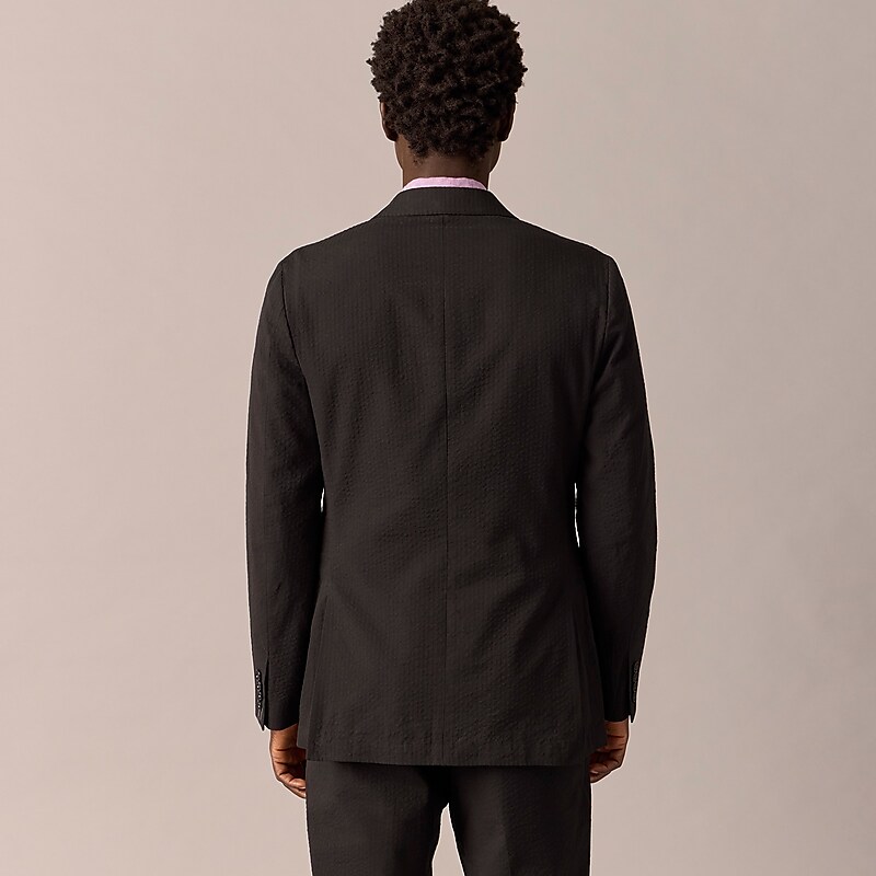 J.Crew Ludlow Slim-fit unstructured suit jacket in seersucker Black Online | 02BZQUKVT