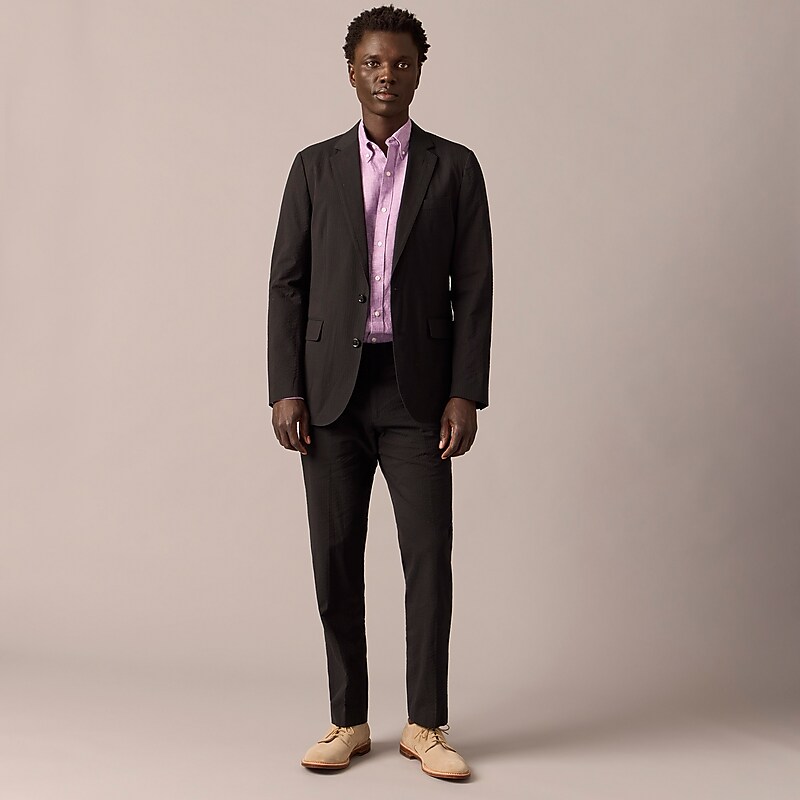 J.Crew Ludlow Slim-fit unstructured suit jacket in seersucker Black Online | 02BZQUKVT