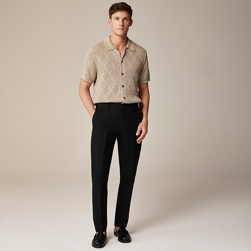 J.Crew Ludlow Slim-fit unstructured suit pant in Irish cotton-linen blend Black Factory Promo | 65OMDJHUY