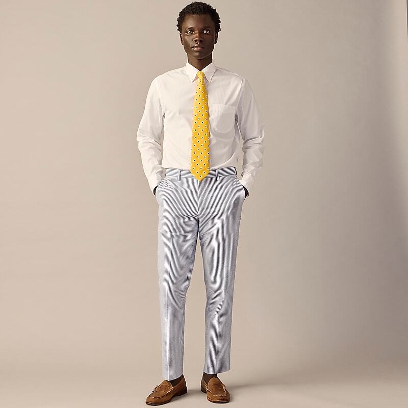 J.Crew Ludlow Slim-fit unstructured suit pant in seersucker Navy White Clearance | 36GTAZNXS