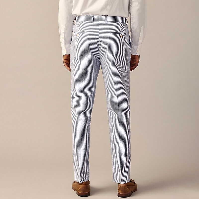 J.Crew Ludlow Slim-fit unstructured suit pant in seersucker Navy White Clearance | 36GTAZNXS