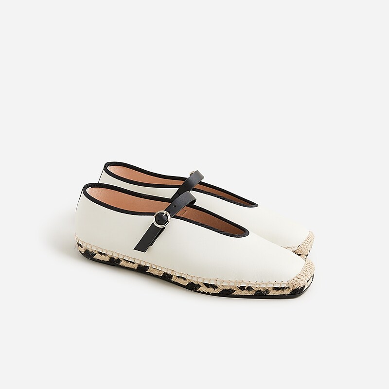 J.Crew Made-in-Spain Mary Jane espadrilles in leather Ivory USA | 18MFZCGAI