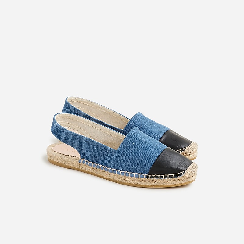 J.Crew Made-in-Spain cap toe slingback espadrilles in canvas Washed Denim Online | 05HMGZQCE