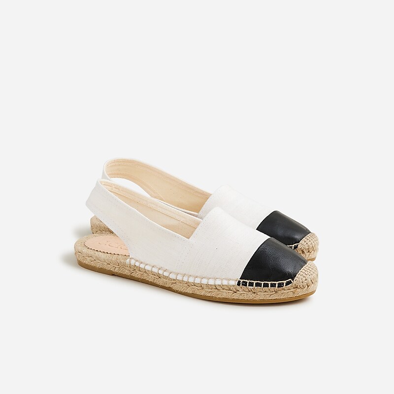 J.Crew Made-in-Spain cap toe slingback espadrilles in canvas Ivory Online | 86VBCHYFI