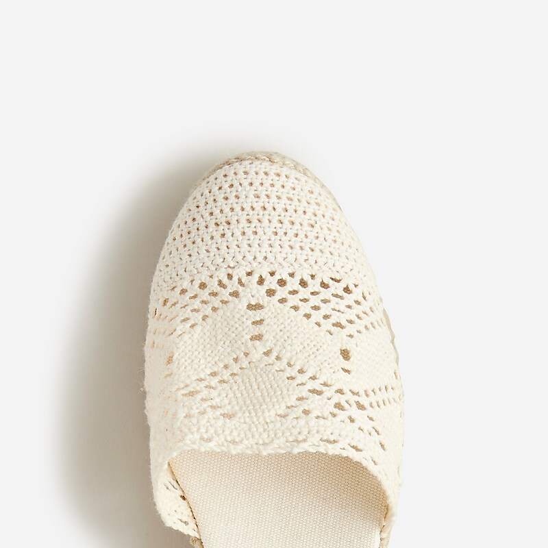 J.Crew Made-in-Spain lace-up midheel espadrilles with crochet Ivory Outlet Online | 75TRGKXNE