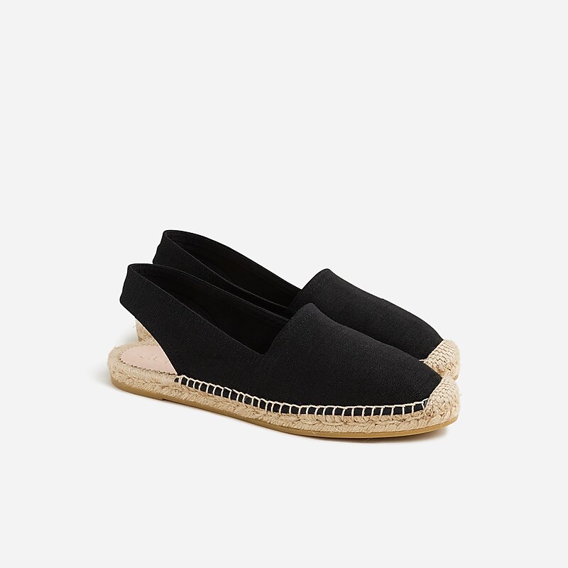 J.Crew Made-in-Spain slingback espadrilles in canvas Black Outlet Online | 72SQAYUED