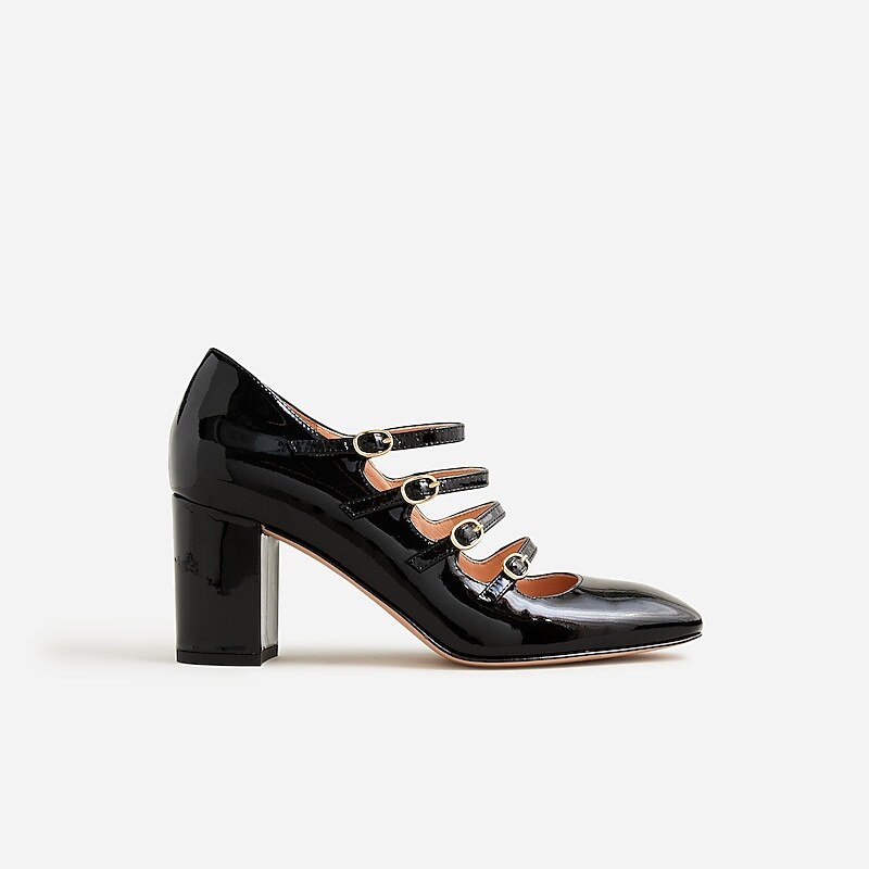 J.Crew Maisie multistrap heels in patent leather Black Factory Outlet | 51WFGVIYD