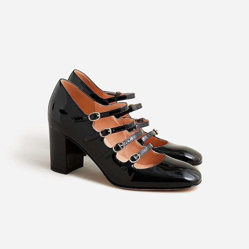 J.Crew Maisie multistrap heels in patent leather Black Factory Outlet | 51WFGVIYD