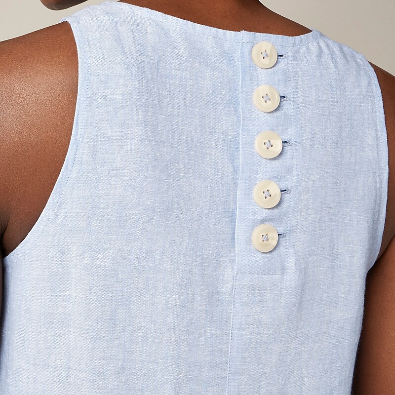 J.Crew Maxine button-back dress in linen Blue Online | 84QHEOCSL