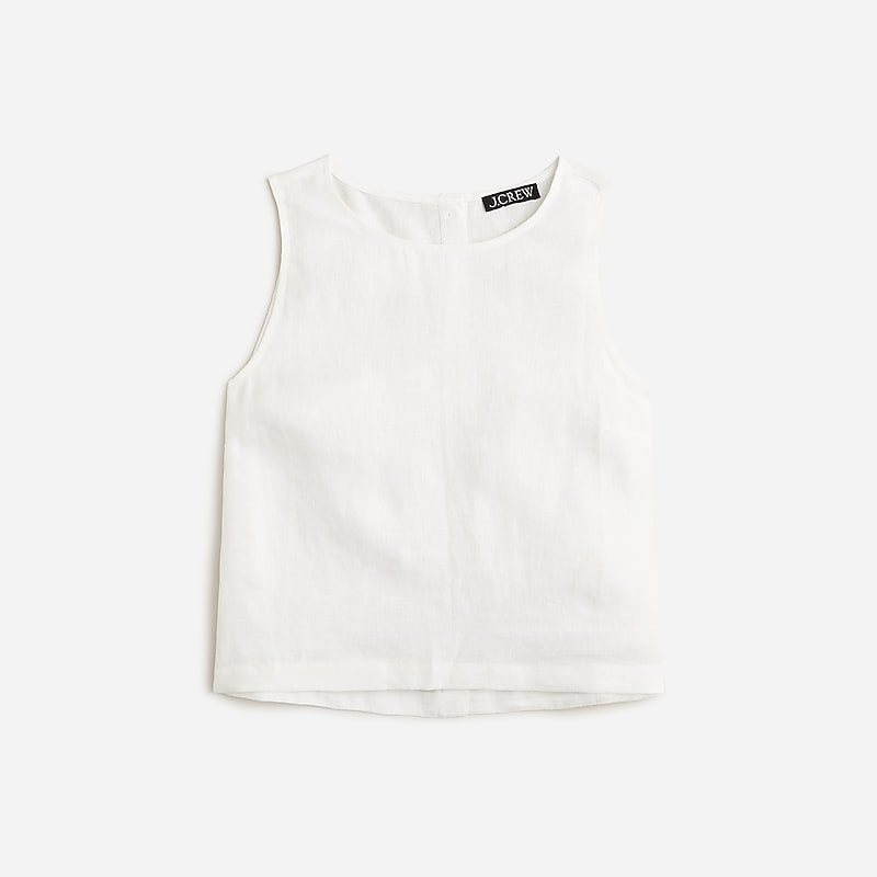 J.Crew Maxine button-back top in linen White Sale | 20ORXATVK