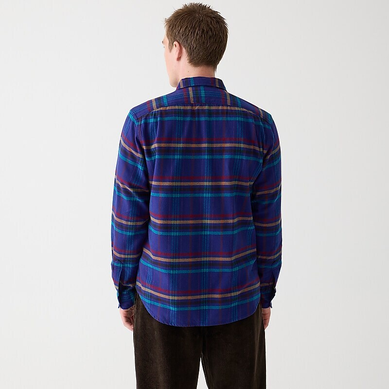 J.Crew Midweight flannel workshirt in regenerative cotton Nolan Plaid Blue Multi Clearance | 47WMATHBZ