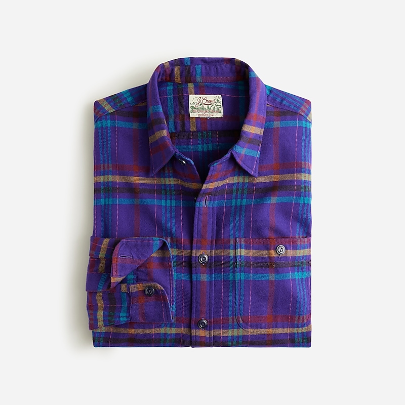 J.Crew Midweight flannel workshirt in regenerative cotton Nolan Plaid Blue Multi Clearance | 47WMATHBZ