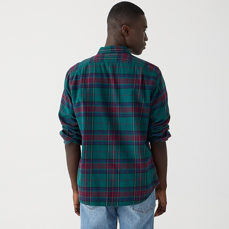 J.Crew Midweight flannel workshirt in regenerative cotton Jaxon Plaid Dk Green Mu Sale | 20IGFNMXB