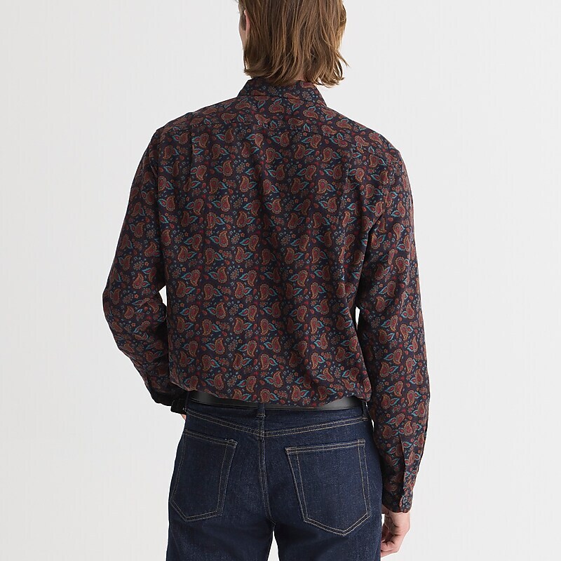 J.Crew Midweight flannel workshirt in regenerative cotton Portofino Paisley Navy Clearance | 38VTBPGFO