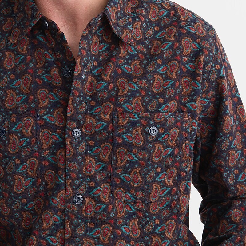 J.Crew Midweight flannel workshirt in regenerative cotton Portofino Paisley Navy Clearance | 38VTBPGFO