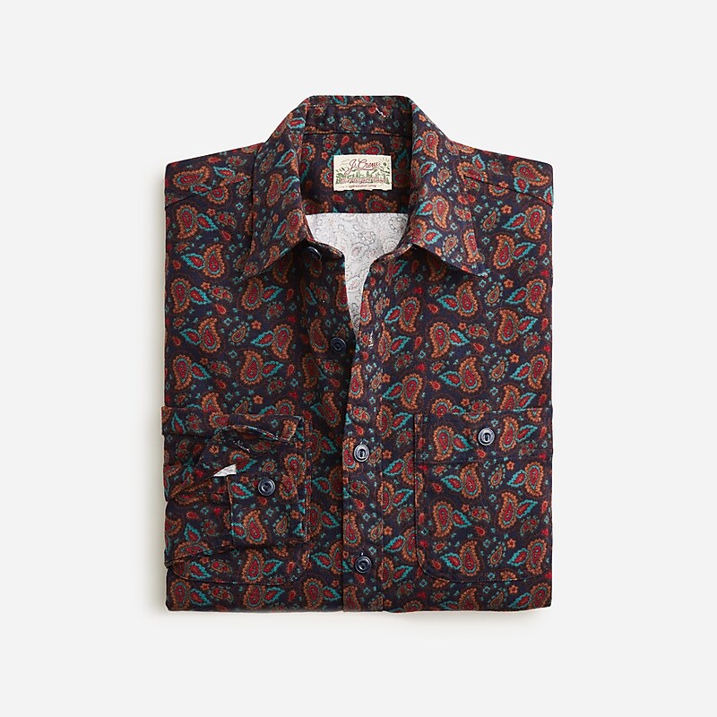 J.Crew Midweight flannel workshirt in regenerative cotton Portofino Paisley Navy Clearance | 38VTBPGFO