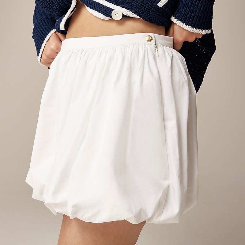 J.Crew Mini bubble-hem skirt in cotton poplin White Factory Outlet | 57OEVXJHD