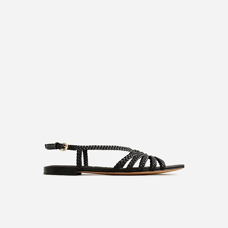 J.Crew New Capri braided sandals in leather Black Sale | 20MSUGXEQ