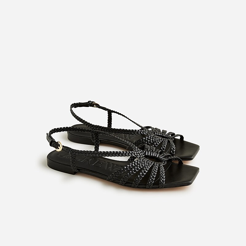 J.Crew New Capri braided sandals in leather Black Sale | 20MSUGXEQ