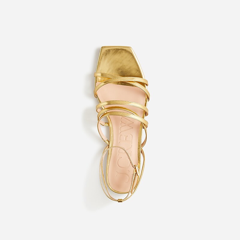 J.Crew New Capri strappy sandals in metallic leather Dark Gold Online | 03VZIPLMY