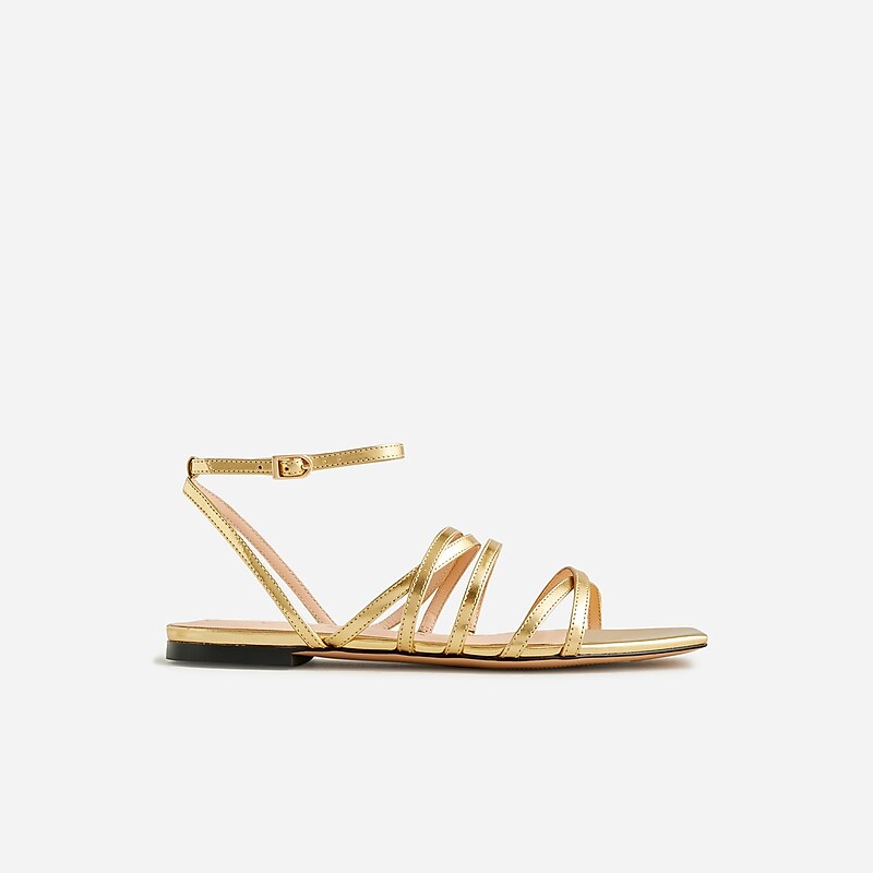 J.Crew New Capri strappy sandals in metallic leather Dark Gold Online | 03VZIPLMY