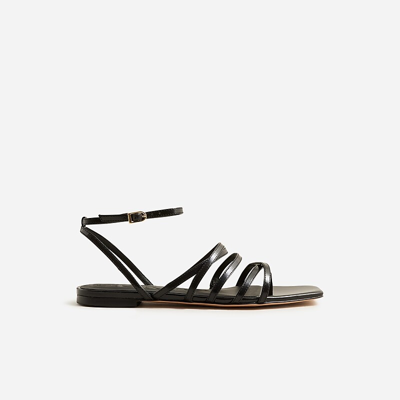 J.Crew New Capri strappy sandals in metallic leather Black Online | 02YLUXPBK