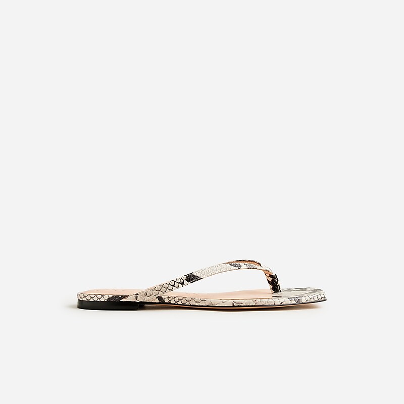 J.Crew New Capri thong sandals in snake-embossed leather Natural Factory Outlet | 53IOZCYWF