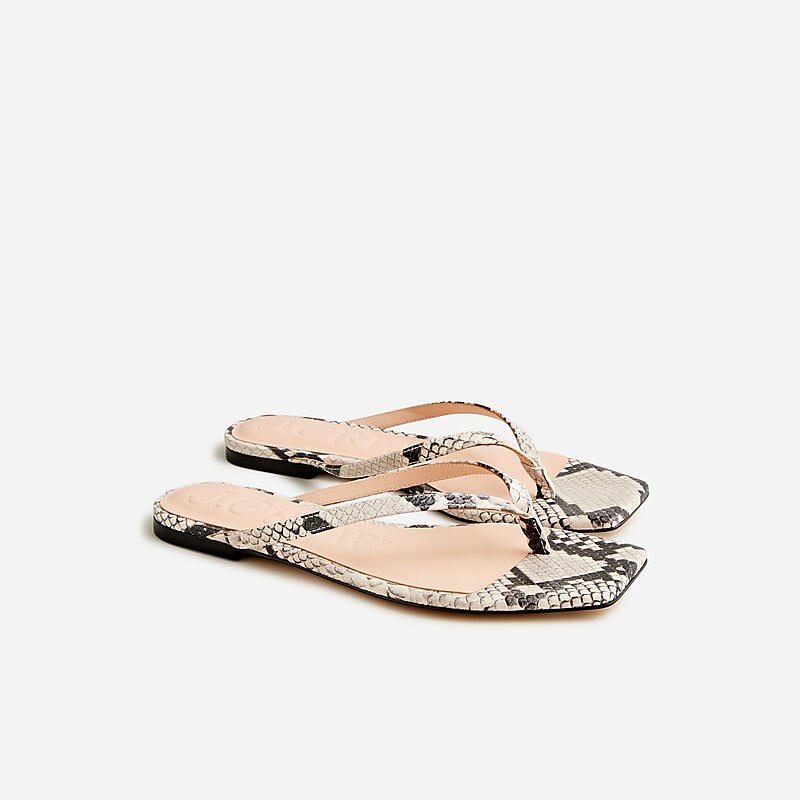 J.Crew New Capri thong sandals in snake-embossed leather Natural Factory Outlet | 53IOZCYWF