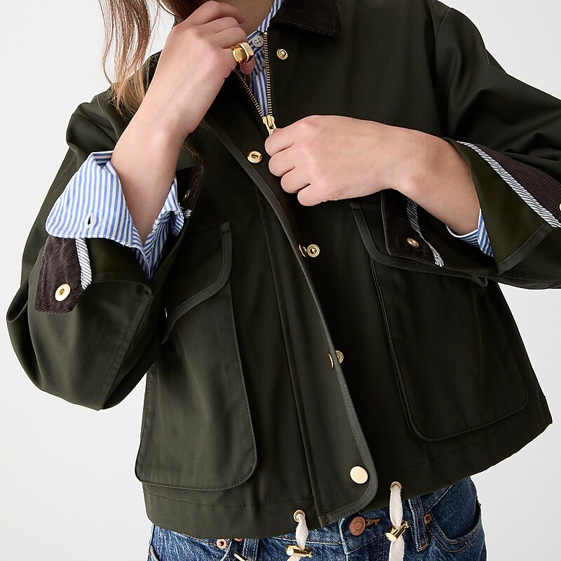 J.Crew New cropped Barn Jacket™ Dark Moss Factory Outlet | 53ALIERTK