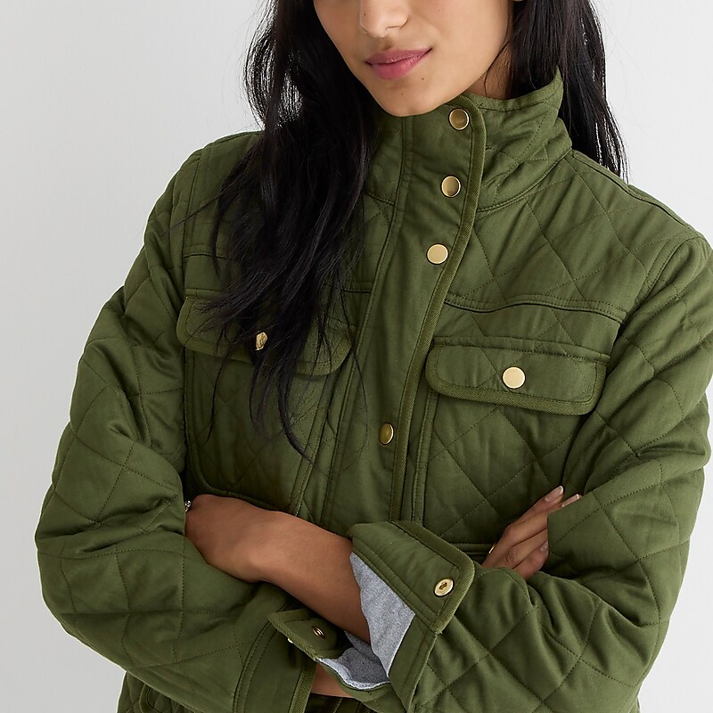 J.Crew New quilted downtown field jacket Deep Moss Factory Promo | 62MDFUZAW