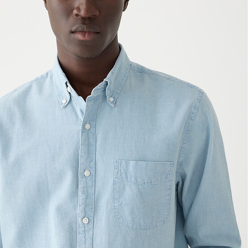 J.Crew Organic cotton chambray shirt in five-year wash Five Year Wash Outlet | 92QBSTOAD