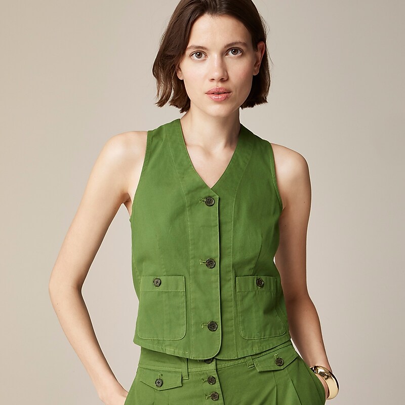 J.Crew Patch-pocket chino vest Green Outlet Online | 78ZFEGOLX