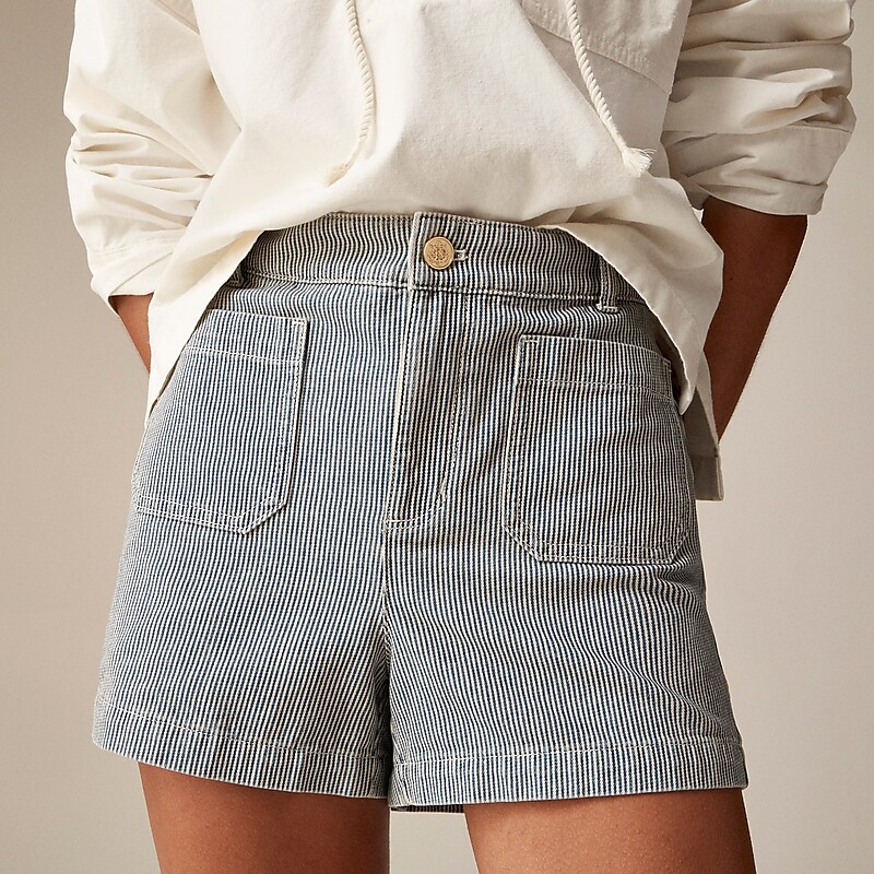 J.Crew Patch-pocket denim short in stripe Indigo Natural Stripes Clearance | 31WQMGBNU