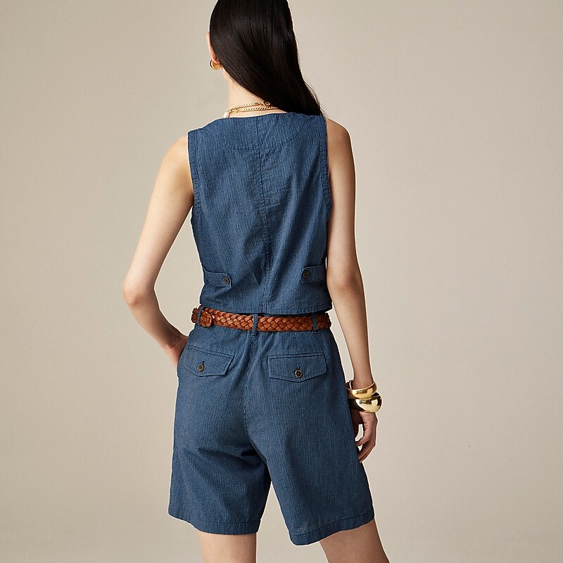 J.Crew Patch-pocket vest in indigo stripe Deston Wash Factory Outlet | 58HXDKRNV