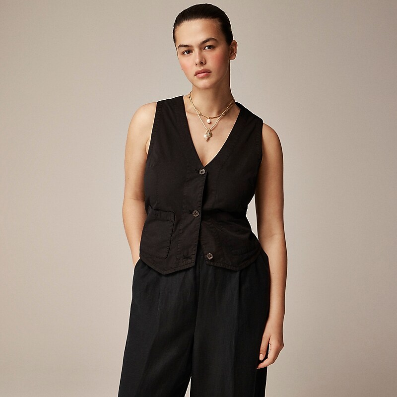 J.Crew Patch-pocket vest in lightweight twill Black USA | 19MPLCNTI