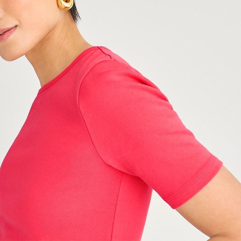 J.Crew Perfect-fit elbow-sleeve T-shirt Ripe Raspberry USA | 14TYFPAKE