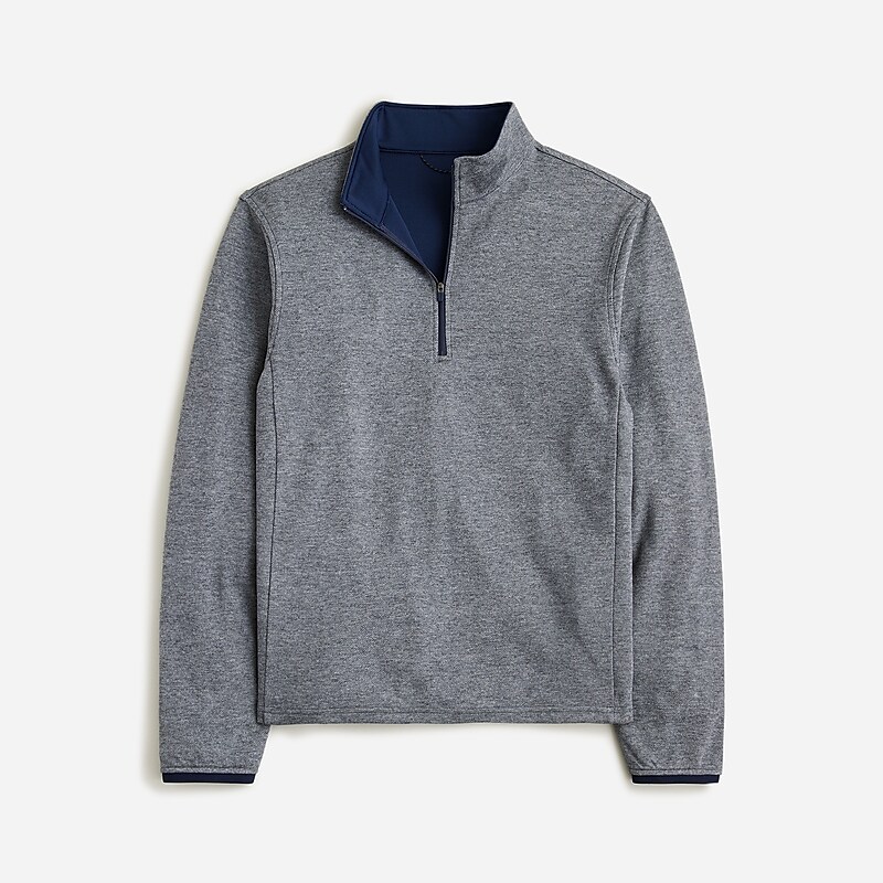 J.Crew Performance half-zip pullover with COOLMAX® technology Hthr Gravel Navy Factory Outlet | 56UEMOBZK